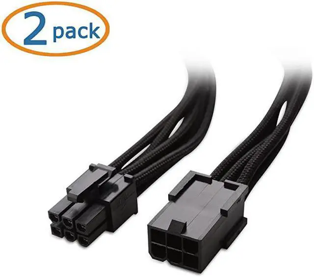 Alt view image 2 of 4 - 2Pack 6 Pin PCIe Extension PCIe to PCIe Power Extension 10 Inches