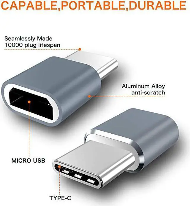 Alt view image 2 of 7 - USB Type C Adapter, (4-Pack) Micro USB Female to USB C Male Convert Connector Fast Charging Compatible with Samsung Galaxy S10 S9 S8 Plus,Note 9 8,Pixel 2 3 XL,LG V40 V20 G5,Moto Z2 Z3(Grey)