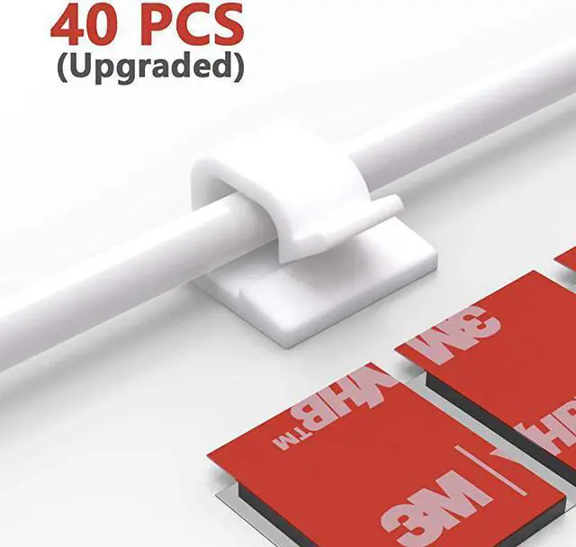 Main image of Upgraded Cable Clips 40pcs with Strong Adhesive TapesWire Holder Organizer Cord Management for Car Office and HomeWhite CC04Upgraded