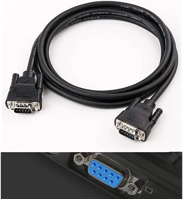 Alt view image 3 of 7 - 10ft DB9 to DB9 RS232 Serial Cable Male to Male Null Modem Cord Cross TX RX line for Data Communication 10 Feet Black