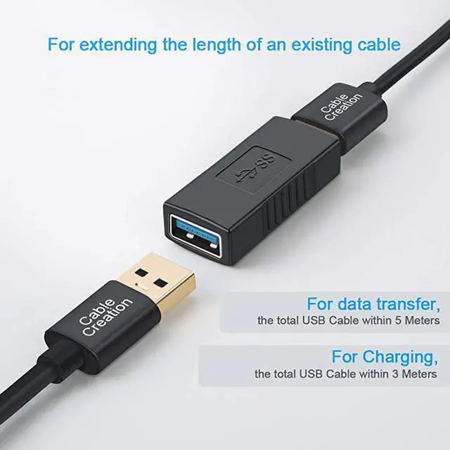 Alt view image 3 of 5 - USB 30 Coupler  2 Pack USB to USB Adapter USB 30 Female to Female Extension Adapter Black