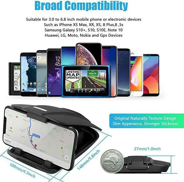 Alt view image 3 of 7 - Car Phone Mount  Dashboard Cell Phone Holder Dash Mount Cell Phone Holder for Smartphone Mobile Phone Car Mat Pad for Samsung Galaxy Nokia Smartphone Google and Note