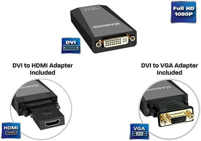 Alt view image 4 of 6 - USB 2.0 to VGA/DVI/HDMI Video Graphics Adapter up to 1920x1080 / 1600x1200 - Windows 10, 8.1, 8, 7, XP, MAC OS and Android 5.0 and Higher (BVU165LT)