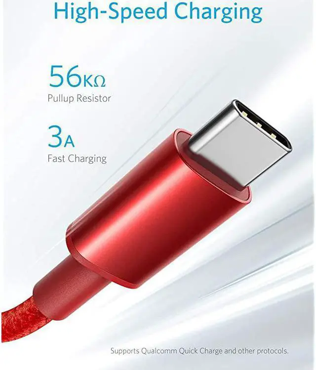 Alt view image 3 of 7 - USB Type C Cable  2Pack 6 Foot Premium Nylon USBC to USBA Fast Charging Type C Cable for Samsung Galaxy S10 S9 S8 Note 8 LG V20 G5 G6 and MoreRed