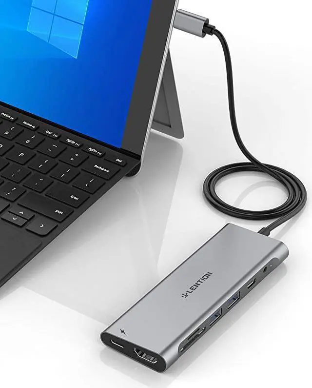 Main image of 33FT Long Cable USB C Hub with 4K HDMI 2 USB 30 Card Reader Aux Type C DataCharging Adapter Compatible 20202016 MacBook Pro New Mac AirSurface ChromeBook More CBC37 Space Gray