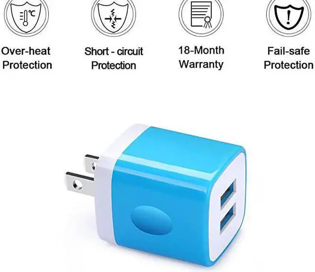 Alt view image 2 of 7 - Wall Charger  3Pack Dual Port USB Home Travel Wall Charger Plug Compatible with iPhone X87 Plus6 Plus Tablet Samsung Galaxy S10S10+S9S8 S7 S6 Edge HTC LG Sony and More