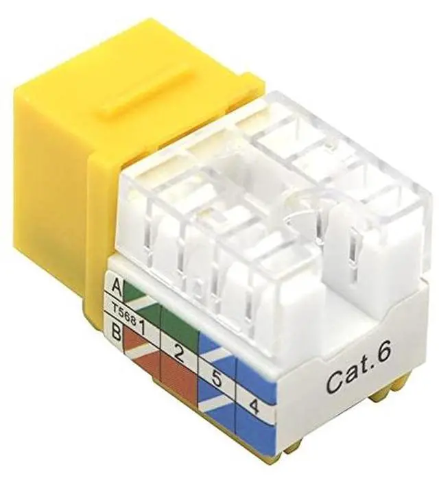 Alt view image 2 of 6 - 25Pack Cat6 RJ45 90 Degree Keystone Jack Punch Down Keystone Jack AdapterYellow UL Listed