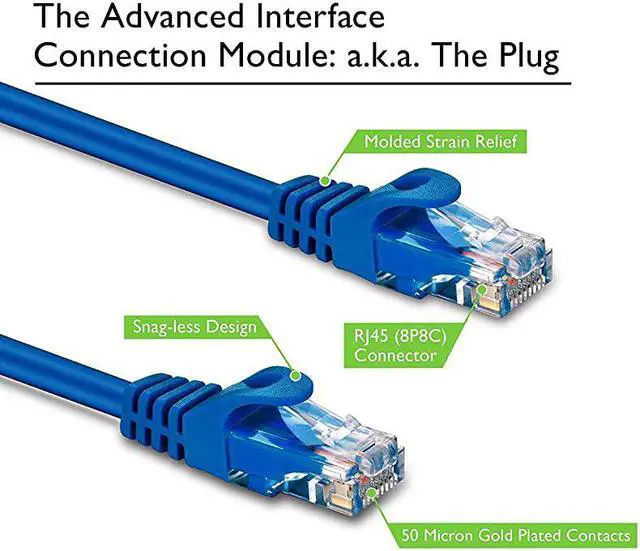 Alt view image 2 of 7 - 20Pack Cat6 Patch Cable 1 Foot Cat 6 Ethernet Cable Snagless Flexible Soft Tab Preimum Series Blue