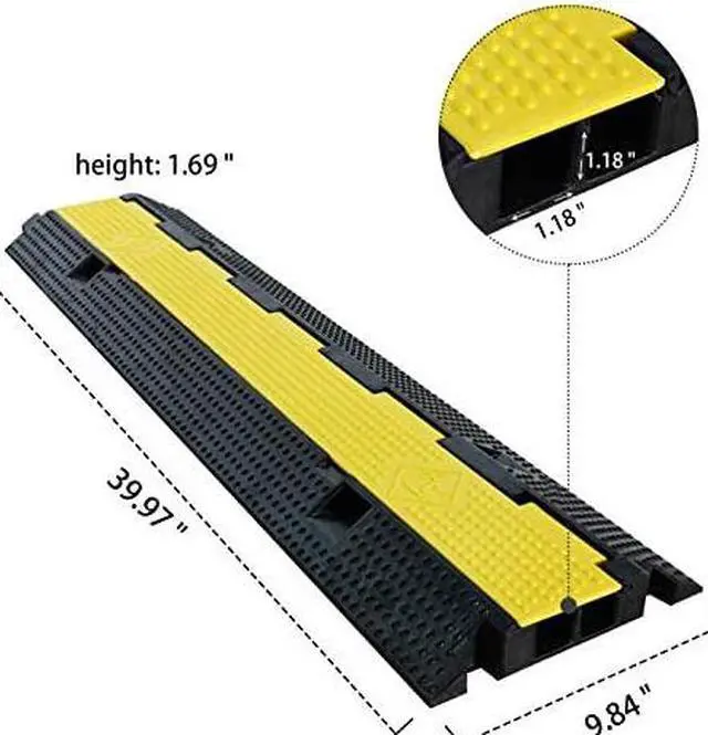 Alt view image 2 of 7 - 1 Pack Rubber Cable Ramp Hose Cable Protector Ramp 2 Channel 22000Lbs Load Capacity Traffic Speed Bump Wires Power Lines Extension Cord Cover for Indoor Outdoor