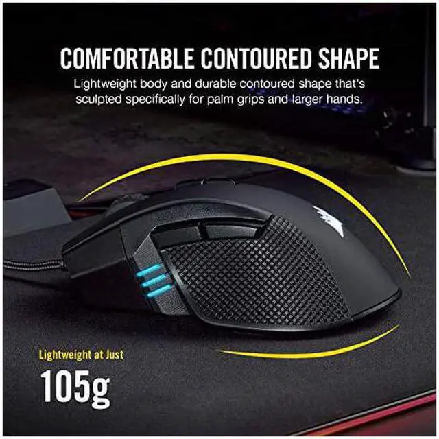 Alt view image 4 of 7 - Ironclaw RGB FPS and MOBA Gaming Mouse 18000 DPI Optical Sensor Backlit RGB LED Black