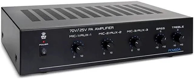 Main image of Compact Mini Home Power Amplifier 100W Smart Indoor Audio Stereo Receiver w RCA 3 Microphone IN AUX 2570V Outputs LED Input Selector For PA Amplified Speaker Sound System  PCM60A