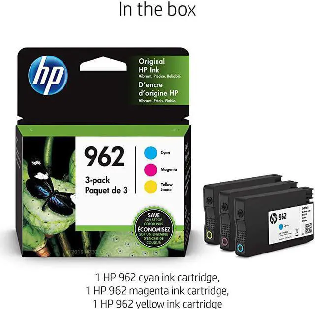 Alt view image 2 of 7 - Original  962 Cyan, Magenta, Yellow Ink Cartridges (3-pack) | Works with  OfficeJet 9010 Series,  OfficeJet Pro 9010, 9020 Series | Eligible for Instant Ink | 3YP00AN