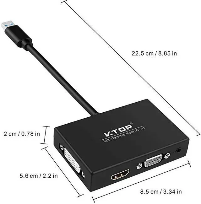 Alt view image 7 of 7 - 3.0 to HDMI-DVI-VGA Video Graphics Card Adapter for Multiple Monitors-Add HDMI and DVI-D or HDMI and VGA (Compatible for Windows 10, 8.1, 7, XP)