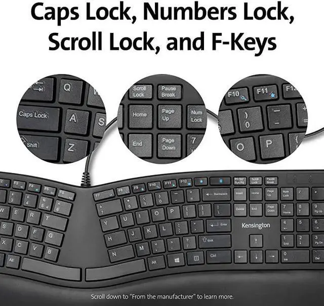 Alt view image 5 of 6 - Pro Fit Ergonomic Wired Keyboard Black K75400US