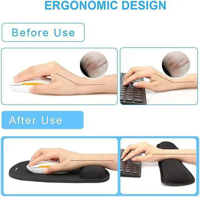 Alt view image 5 of 7 - Keyboard Wrist Rest and Mouse Pad with Wrist Support Memory Foam Set for ComputerLaptopMac Lightweight for Easy Typing Pain Relief Ergonomic Mousepad Black