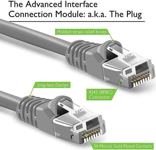 Alt view image 2 of 6 - 20 Pack Cat 6 Ethernet Cable Cat6 Snagless Patch 1 Foot Computer LAN Network Cord Gray