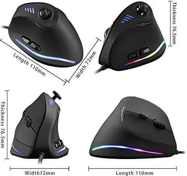 Alt view image 7 of 7 - Mouse Ergonomic USB Wired Mouse with 5 D Rocker 10000 DPI 11 Programmable Buttons RGB Gaming Mouse for GamerPCLaptopComputer