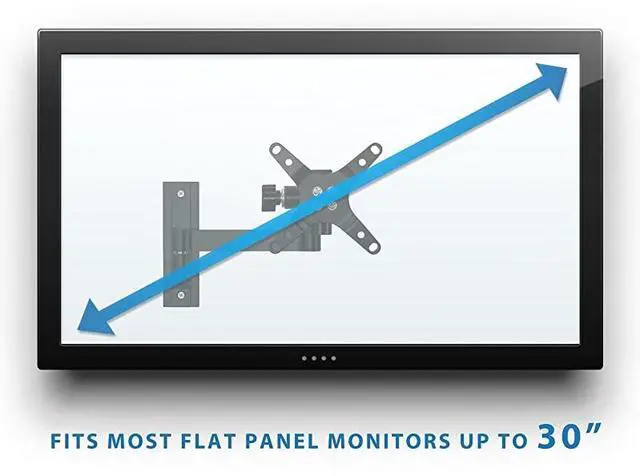 Alt view image 4 of 7 - Full Motion Computer Monitor Wall Mount Articulating Arm Fits Single Monitor Screens 19 20 215 22 24 27 30 Inches VESA 75 and 100 Compatible 33 lb Capacity Black