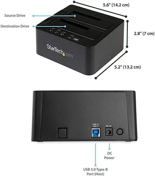 Alt view image 3 of 7 - com USB 31 10Gbps Hard Drive Duplicator Dock for 25quot amp 35quot SATA SSD HDD + 4Kn USB USBC Thunderbolt 3 Compatible Cloner SDOCK2U313RBlack