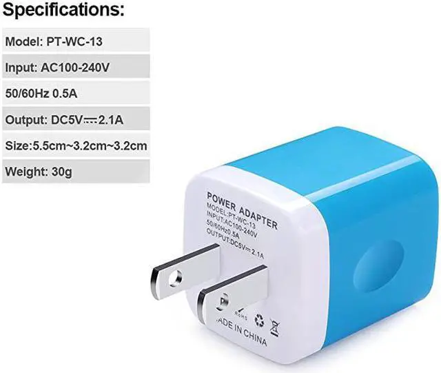 Alt view image 4 of 7 - Wall Charger  3Pack Dual Port USB Home Travel Wall Charger Plug Compatible with iPhone X87 Plus6 Plus Tablet Samsung Galaxy S10S10+S9S8 S7 S6 Edge HTC LG Sony and More