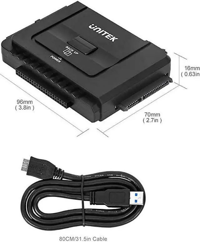 Alt view image 6 of 7 - USB 3.0 to IDE and SATA Converter External Hard Drive Adapter Kit for Universal 2.5/3.5 HDD/SSD Hard Drive Disk, One Touch Backup Function and Restore Software, Included 12V/2A Power Adapter