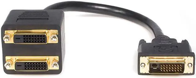 Main image of com 1ft DVI Splitter Cable - M / F - DVI-D to 2x DVI-D Dual Video Splitter for Your Split Screen Computer Monitor (DVISPL1DD), Black