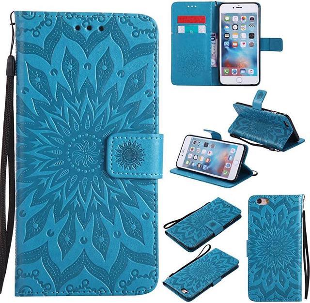 Amazon.com: iPhone 6 Case, iPhone 6S Wallet Case (Not for Plus),  MOLLYCOOCLE Blue Butterfly Flower PU Leather Wallet Purse Credit Card  Holders Magnetic Flip Folio TPU Soft Bumper Ultra Slim Cover for