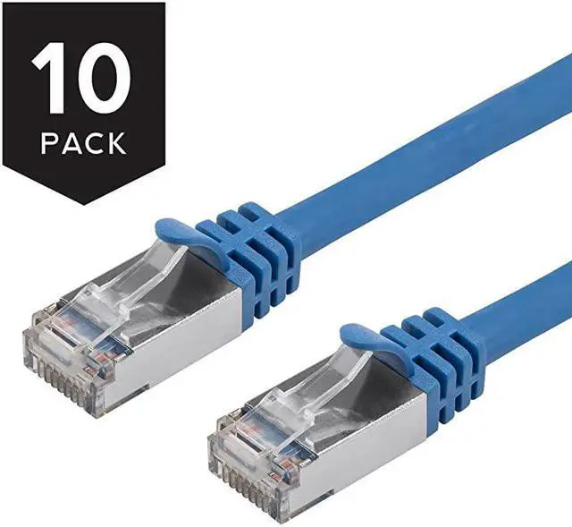 Main image of 1 ft CAT7 Shielded RJ45 Ethernet Network Snagless Cable 10Gbps 600 MHz 10Pack Blue