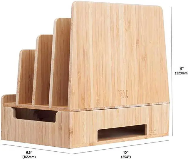 Alt view image 3 of 7 - Bamboo Charging Station amp Multi Device Organizer Slim Version for Smartphones Tablets and Laptops