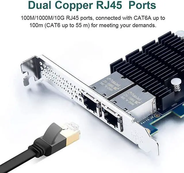 Alt view image 2 of 7 - PCI-E Network Card X540-10G-2T, Dual RJ45 Copper Port CNA for PC with Low Bracket, E Converged Network Adapter(NIC), X540 Chipset, PCI-E X8
