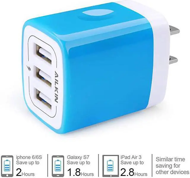 Alt view image 2 of 7 - Wall Charger, USB Charger Adapter,  3.1A/3Pack Muti Port Fast Charging Cube Power Charge Base Block Plug Replacement for Phone X/8/7 Plus, Samsung Note9/S9/S8/S7, Kindle Fire and More USB Plug
