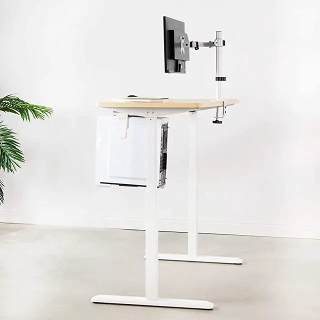 Alt view image 7 of 7 - Adjustable Under Desk and Wall PC Mount Computer Case Holder with 135 Degree Swivel White MOUNTPC01W