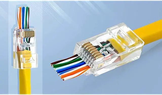 Alt view image 6 of 7 - RJ45 Cat6 Pass Through Connectors - Pack of 100 | Modular Plug for Solid or Stranded UTP Network Cable
