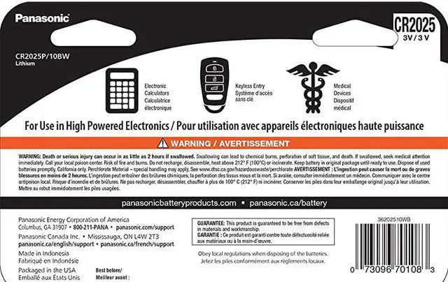 Alt view image 2 of 7 - CR2025 30 Volt Long Lasting Lithium Coin Cell Batteries in Child Resistant Standards Based Packaging 10 Pack