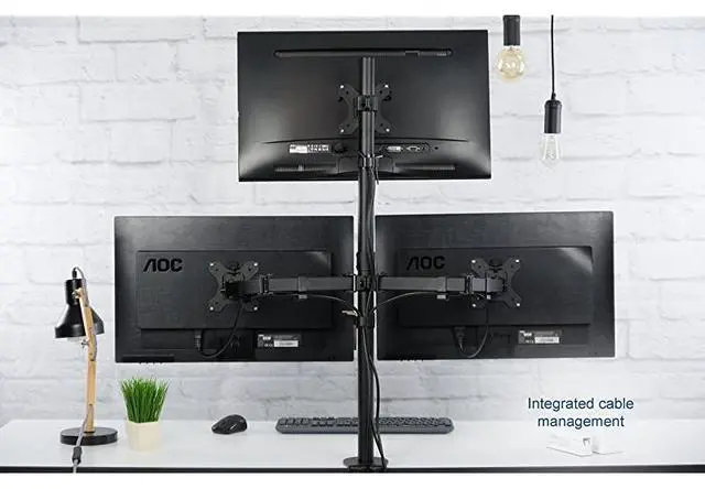 Alt view image 5 of 7 - Triple LCD Monitor Desk Mount Stand Heavy Duty and Fully Adjustable, 3 Screens up to 30 inches STAND-V003T