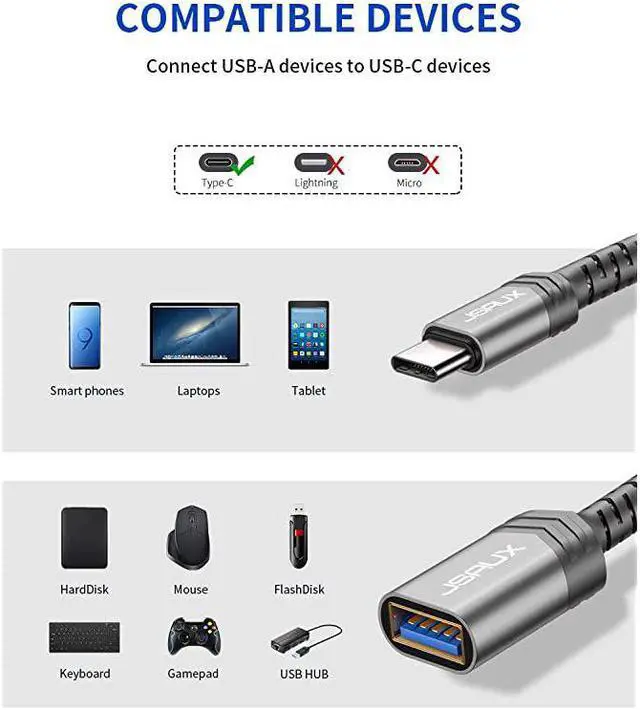Alt view image 7 of 7 - USB C to USB Adapter  05ft 2 Pack Type C 30 OTG Cable On The Go Type C Male to USB A Female Adapter Compatible with MacBook Pro 2018 2017Samsung Galaxy S20 S20+ Ultra S8 S9 Note 10 etcGrey