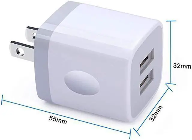 Alt view image 5 of 7 - USB Wall Charger  5Pack 21A Dual Port USB Adapter Wall Charger USB Plug Charging Block Charger Brick Charger Cube Charger Box Compatible iPhone 11XsXRX876 Samsung Android LG Moto