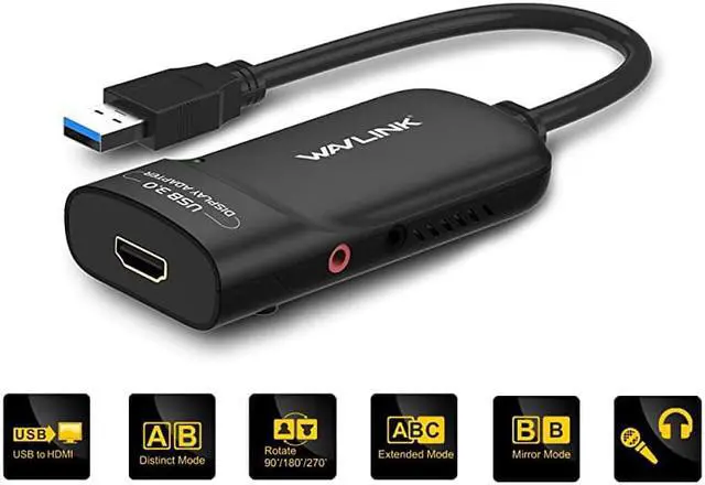 Alt view image 2 of 7 - USB 30 to HDMI Universal Video Graphics Adapter with Audio Port Displaylink Chip Supports up to 6 Monitor displays 2048x1152 External Video Card Adapter Support Windows Chrome OS