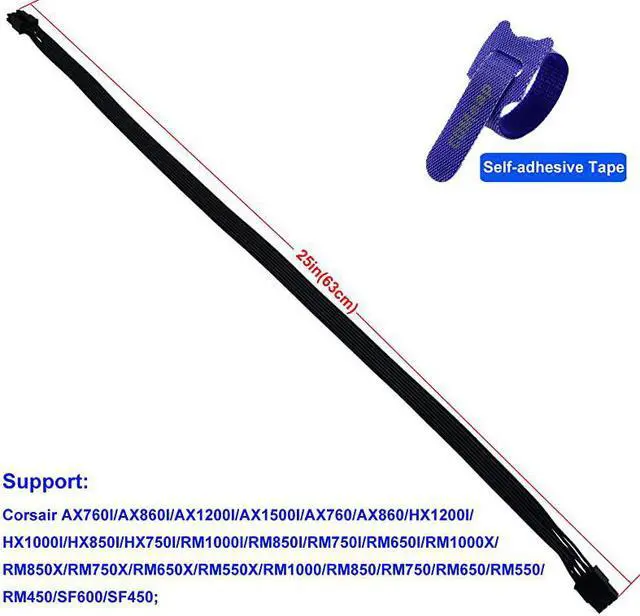 Alt view image 4 of 6 - CPU 8 Pin Male to CPU 8 Pin 4+4 Detachable Male EPS12V Motherboard Power Adapter Cable for Corsair Modular Power Supply 25inch63cm