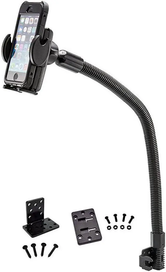 Alt view image 2 of 3 - Car or Truck Seat Rail or Floor Phone Holder Mount for iPhone 11 Pro Max XS XR X Retail Black