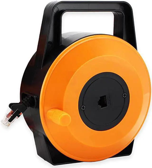 Alt view image 3 of 6 - Retractable Ethernet Cable 50 Feet 15 Meter CAT6 Flat Internet Extension Cord Reel Portable 1 Gbps Data Speed Swiftly Setup Extend Networks MaleFemale RJ 45 Connector UTP Extender