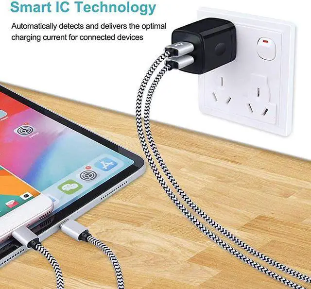 Alt view image 5 of 7 - USB Wall Charger  3 Pack 21A Dual Port USB Power Adapter Charger Plug Charging Block Cube Compatible for iPhone Xs MaxXRX876 PlusSamsung Galaxy A80 A50 A10e Google Pixel 3aLG G8Moto
