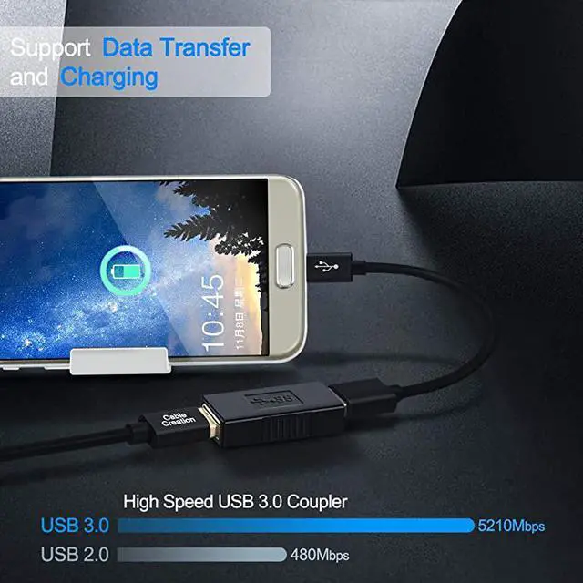 Alt view image 2 of 5 - USB 30 Coupler  2 Pack USB to USB Adapter USB 30 Female to Female Extension Adapter Black