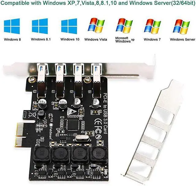 Alt view image 5 of 7 - PCIE 4-Ports Super Fast 5Gbps USB 3.0 Expansion Card for Windows Server XP Vista 7 8 8.1 10 (32/64bit) Desktop PC-Build in Self-Powered Technology-No Need Additional Power Supply (FS-U4L-Pro)