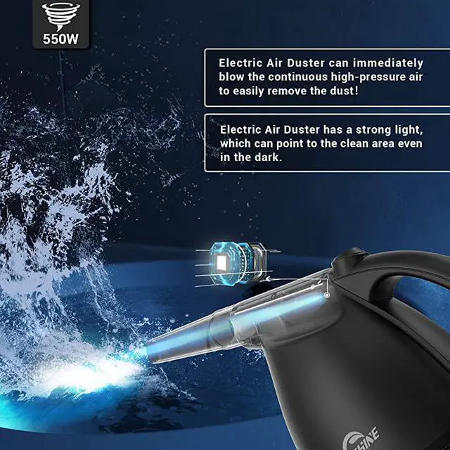 Alt view image 3 of 6 - Compressed Air 30 MultiUse Electric Air Duster for Cleaning Dust Hairs Crumbs Scraps for Laptop Computer Replaces Compressed Air Cans AD01Black
