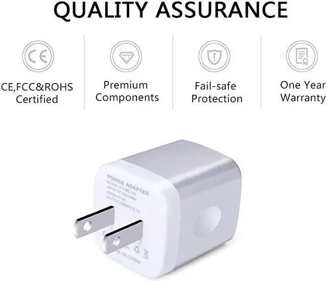 Alt view image 2 of 7 - USB Wall Charger, Charger Block,  2.1A Multiport Fast Charge Power Brick Cube for iPad, iPhone, iPod, Samsung Galaxy, Motorola, Moto, Huawei, HTC, LG, Nokia, PlayStation5, Cell Phone Charger Box