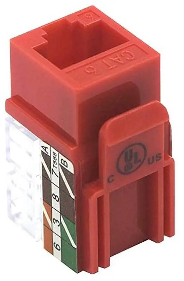 Alt view image 3 of 6 - 25Pack 90 Degree Cat6 RJ45 Keystone Jack Punch Down Keystone Jack AdapterRed UL Listed