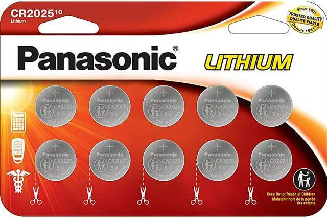 Main image of CR2025 30 Volt Long Lasting Lithium Coin Cell Batteries in Child Resistant Standards Based Packaging 10 Pack