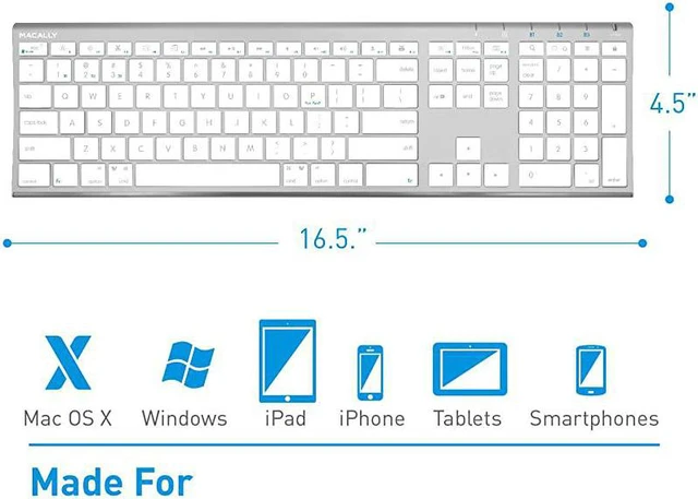 Wireless Bluetooth Keyboard with Numeric Keypad for Laptops Computers ...