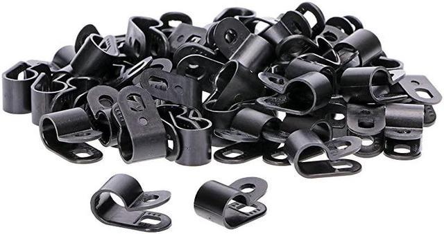 Black Nylon Screw Mounting R Type Cable Clamp Fastener Plastic Wires Cord  Clip Fixer Holder Organizer for 38 Inch 95mm Diameter Wire Rope Tube  Management 60PiecesBox 